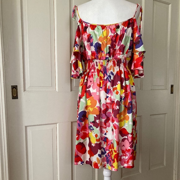 Boston Proper Floral Silk Dress w Spaghetti Ties SZ 16 - Picture 9 of 12
